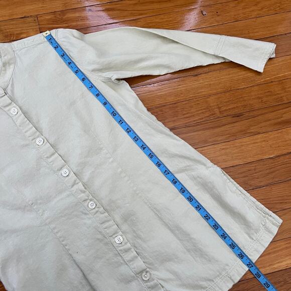 J.Jill Linen Cotton Blend Light Green Yellow Button Down Tunic Top Size S - Picture 9 of 10